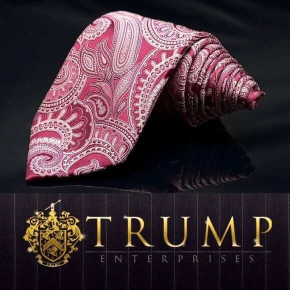 Donald Trump Necktie Signature Collection 100% Silk Red Wine Paisley 61” - Picture 1 of 6